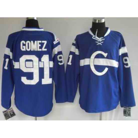 Hockey Montreal Canadiens #91 Scott Gomez Stitched Replithentic blue Jersey
